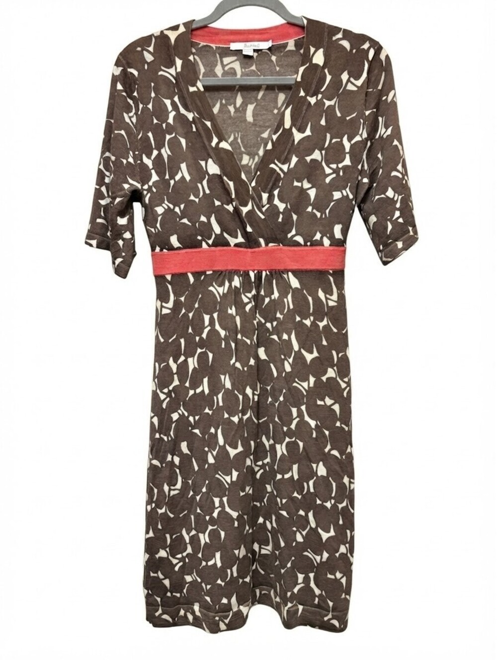 Boden Womens Dress Size 8 (US 8R/UK 12R) Brown Abstract Print Knit Short Sleeve